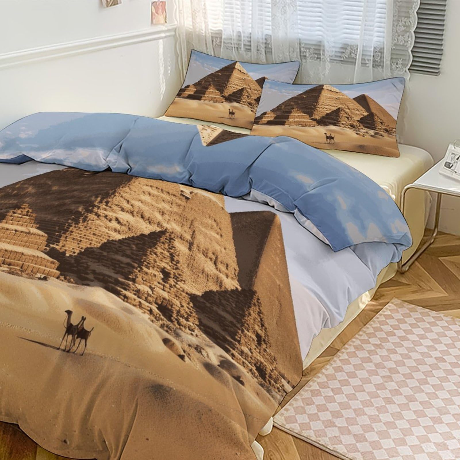 Parure de lit 3 pièces égyptienne : couette épaisse pour grand lit d'hôtel confortable