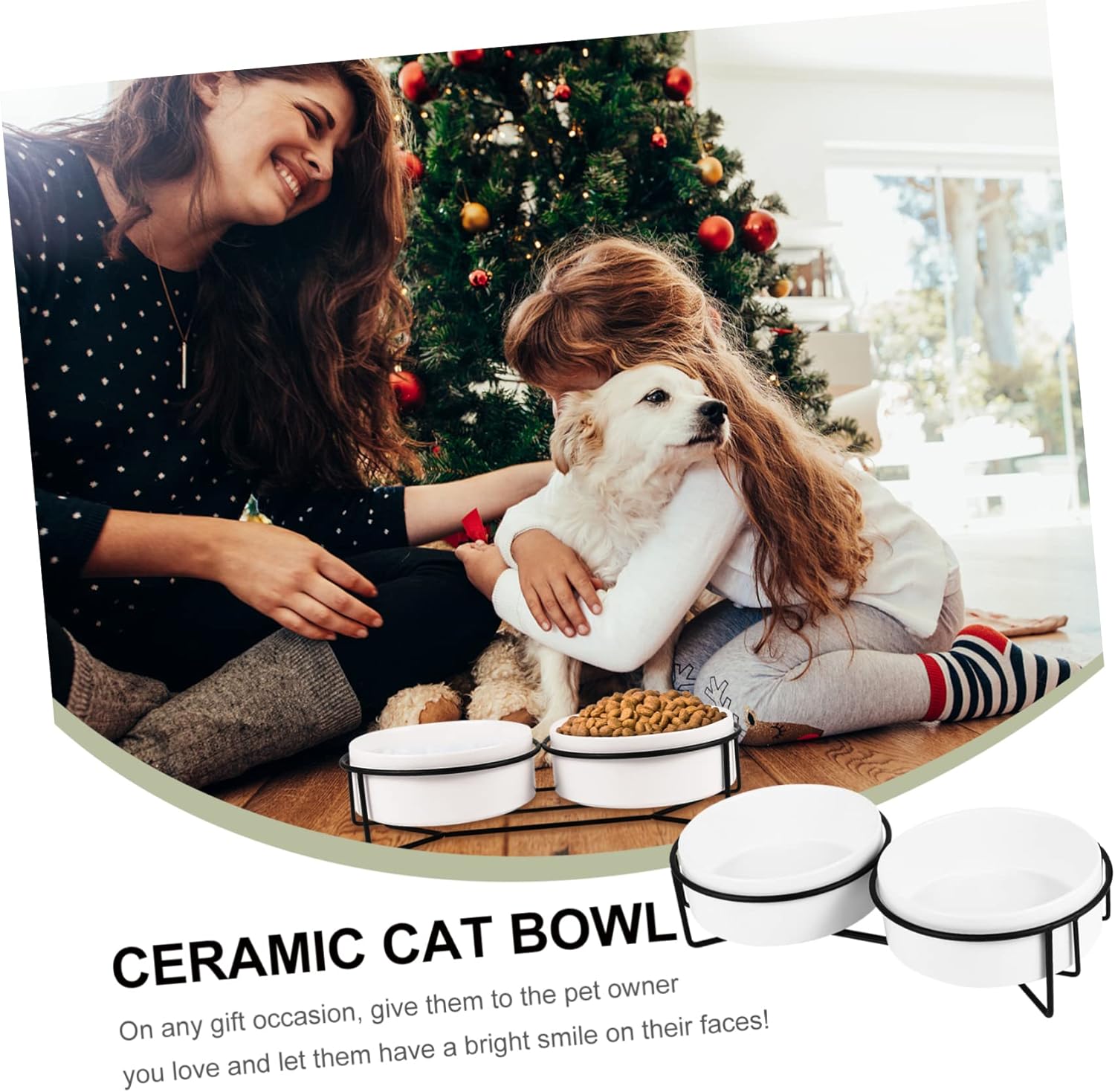 1set Pet Feeders Stand Non- Elevated Bowls Water and Food Capacity Easy to -tip Design Frame