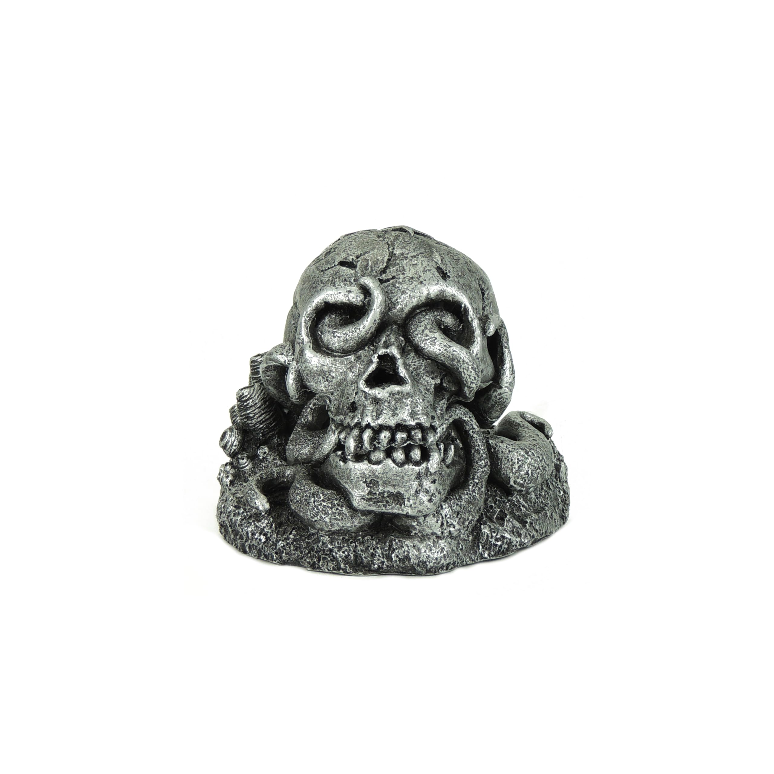 CLASSIC Skull with Octopus Aquarium Ornament (Action Feature) – Fish Tank Decoration – 125x108x112mm