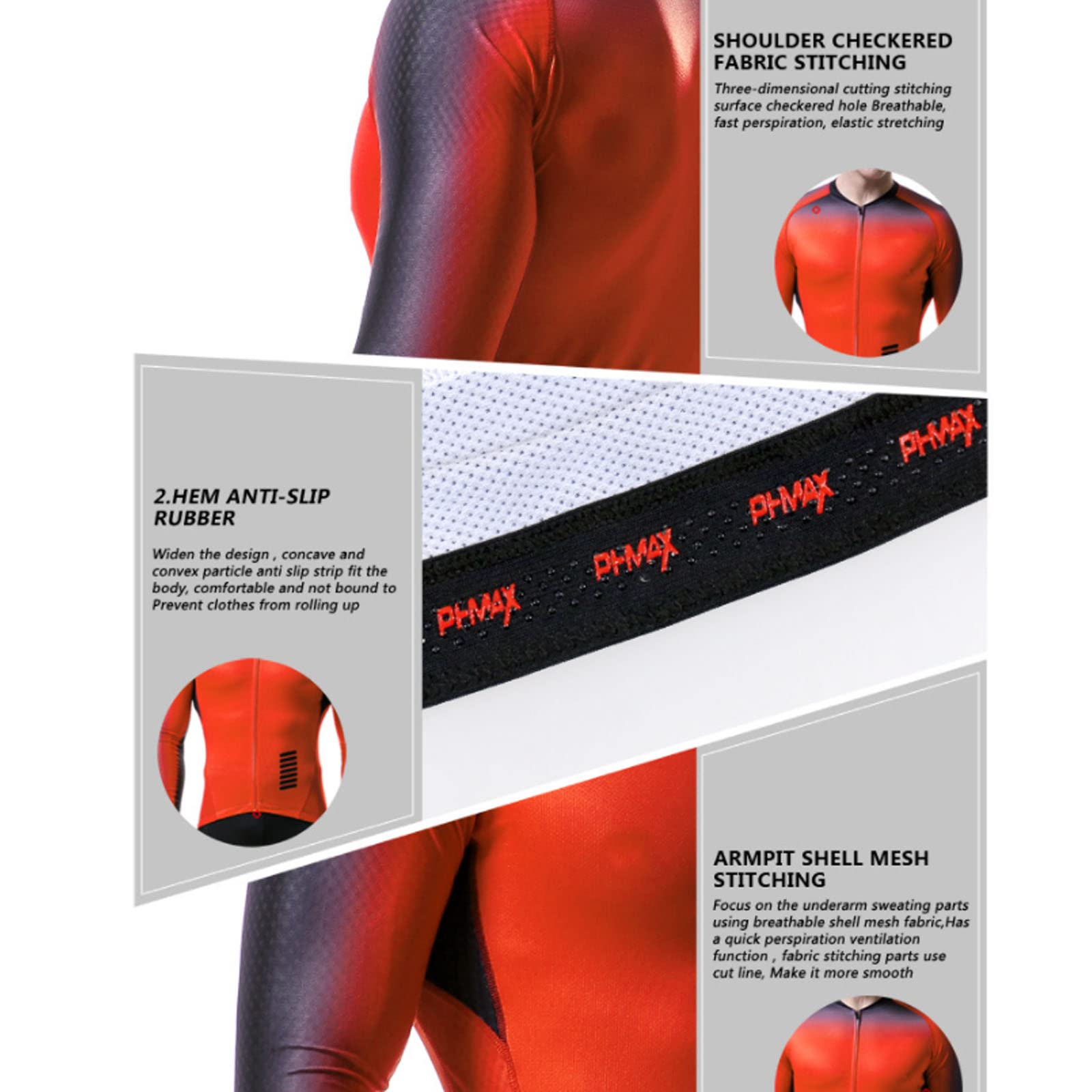 Maillot De Cyclisme Manches Longues Unisexe - Blanc/Noir - Anti-UV - Vélo Été