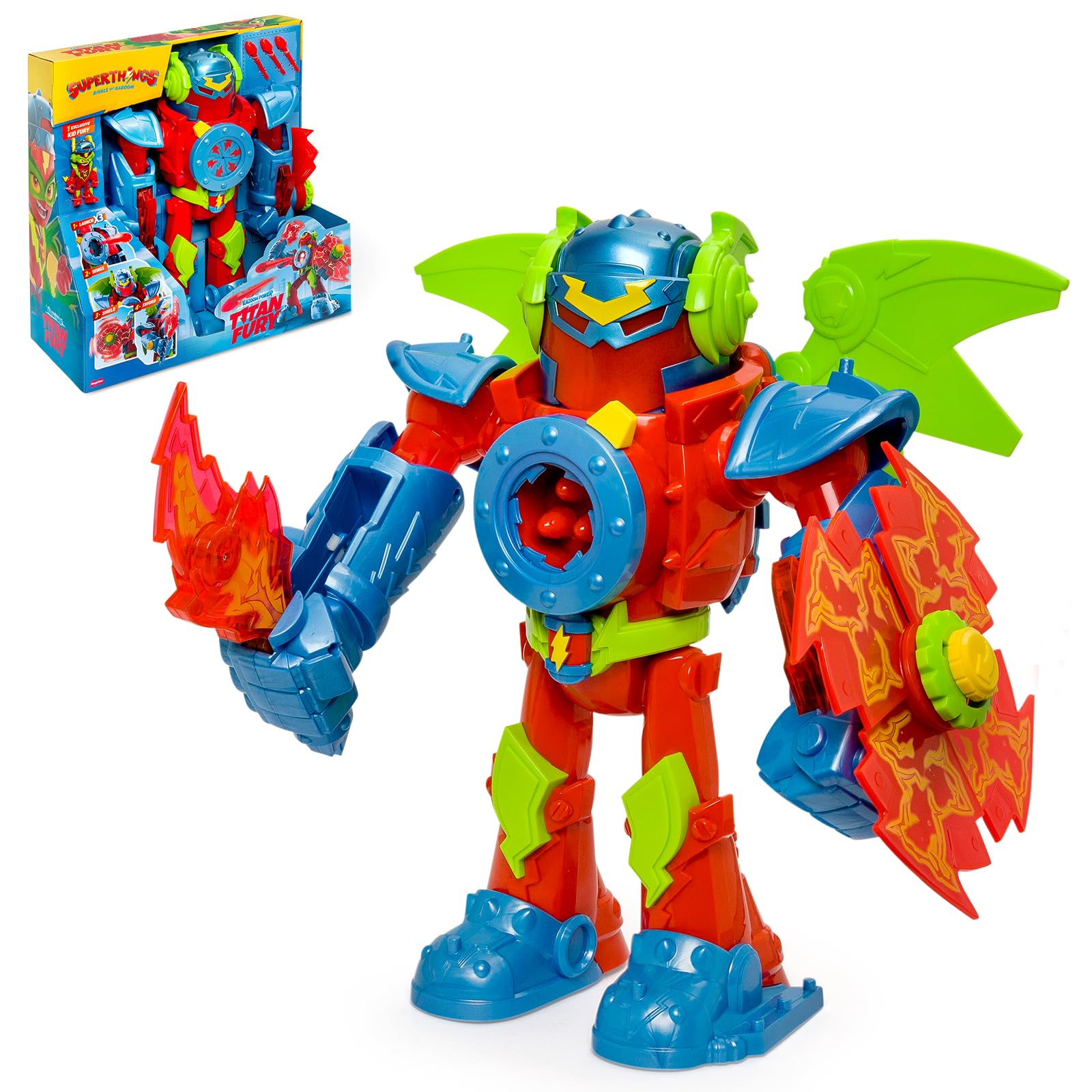 SUPERTHINGS Titan Fury – Wielki Robot Bojowy Mech z Ruchomymi Ramionami, Zestaw z Ekskluzywną Figurką Super Things, Zabawka dla Dzieci i Chłopców od Magicbox