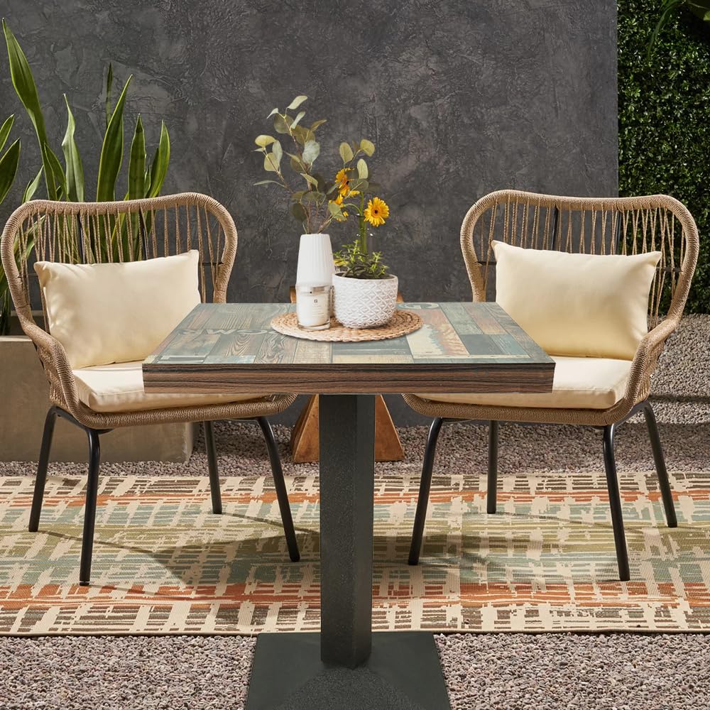 Mesa alta de metal para 4 personas, mesa alta para cena, restaurante, casa, interior, comedor, 60 x 60 x 75 cm (parquet)