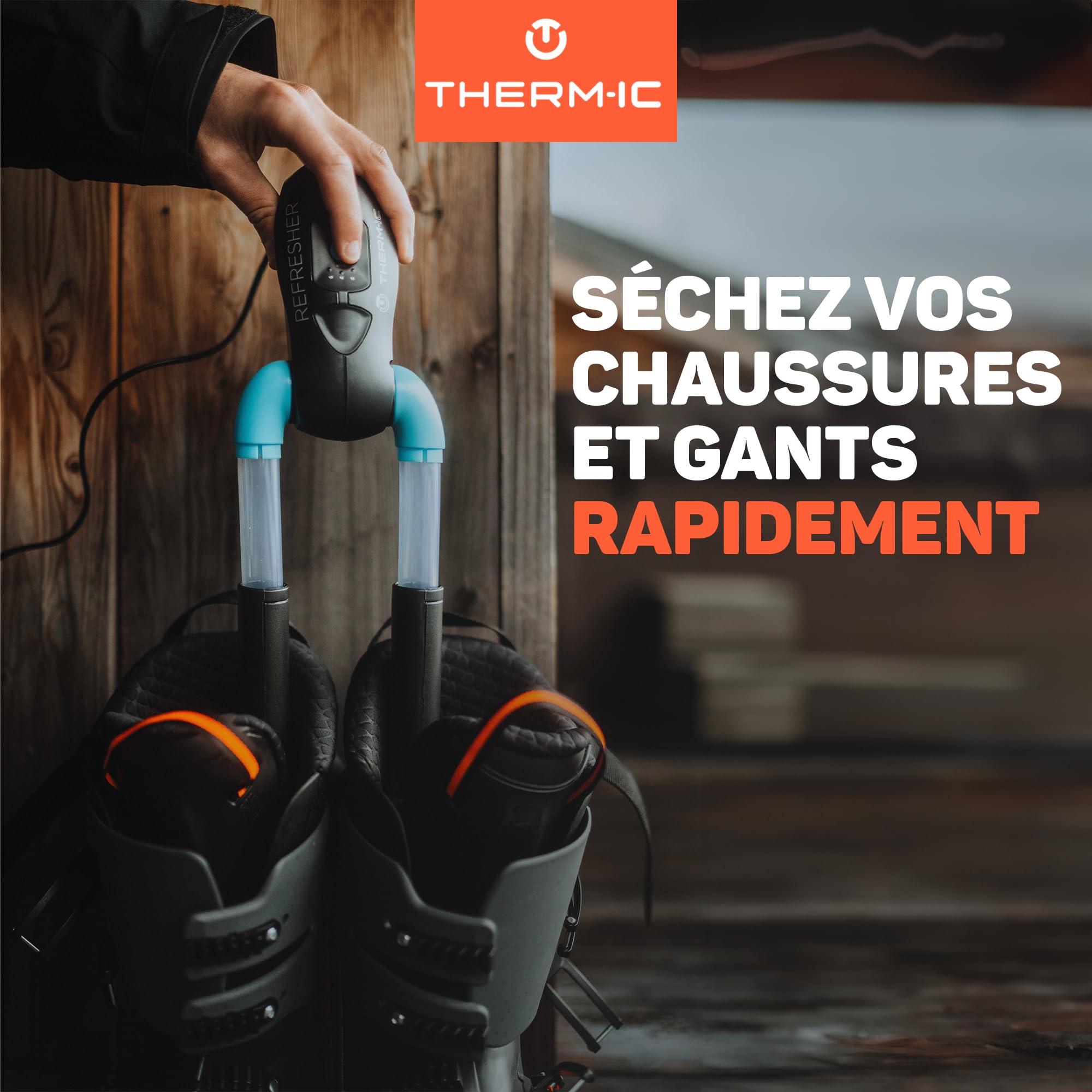 Therm-Ic - Sèche Chaussures et Gants, Désodorisant, Antibactéries, Réglage du temps, Compact et Silencieux, Longueur de tubes ajustable
