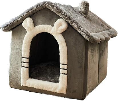 Amazon 小型犬用 ペットハウス クッション付 小型犬 ネコハウス ドーム型ハウス S 犬用 猫用 折りたたみ式 室内ハウス あったか 防寒 寒さ対策 ペット用品 室内用 犬猫用 ベット 囲い ペットお部屋 三角屋根型 ペットハウス ドーム型 猫ハウス ペットベッド 三角屋根