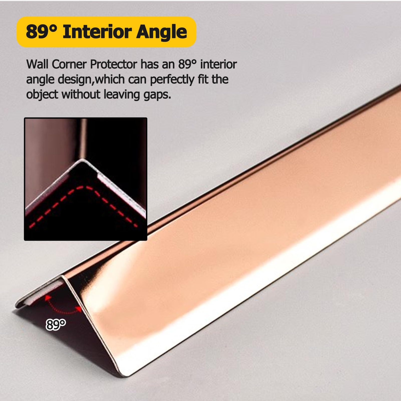 Protector de esquina de pared/escudo de esquina con cinta lateral, tira protectora de bordes de acero inoxidable en forma de L, tiras de seguridad antigolpes para hoteles Resta, negro 2 de longitud