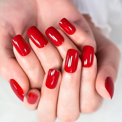 Chinese Bright Red Press on Nails - iBeautying False Nails