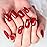Chinese Bright Red Press on Nails - iBeautying False Nails - Glossy Blood Red Finish Finger Daily Wear Nail - Medium Square Acrylic Reusable Fake Nails 24pcs