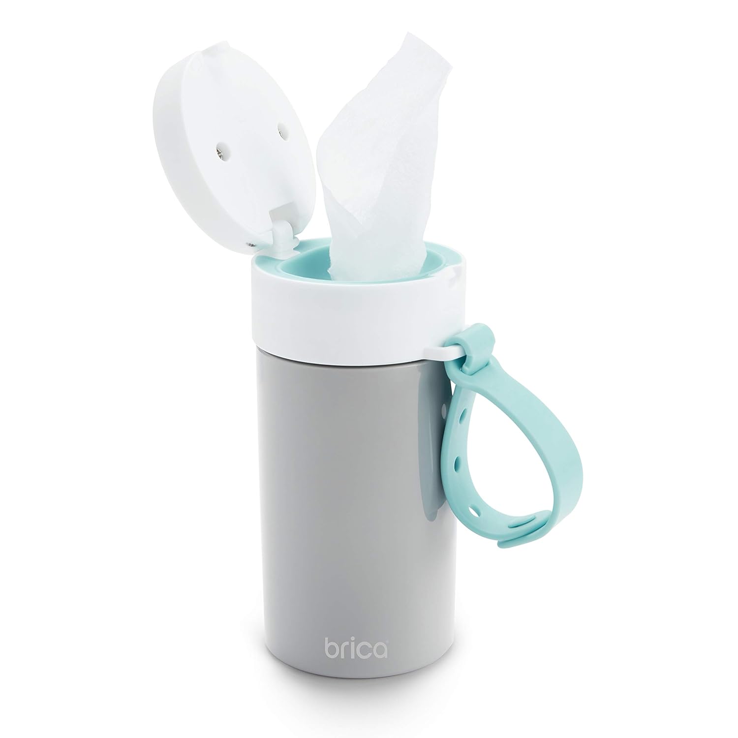 Brica Clean-to-Go Wipes Container Starter Pack, Includes 60 Unscented Hand & Face Baby Wipes, 99% Water Wipes with Chamomile & Aloe : Baby