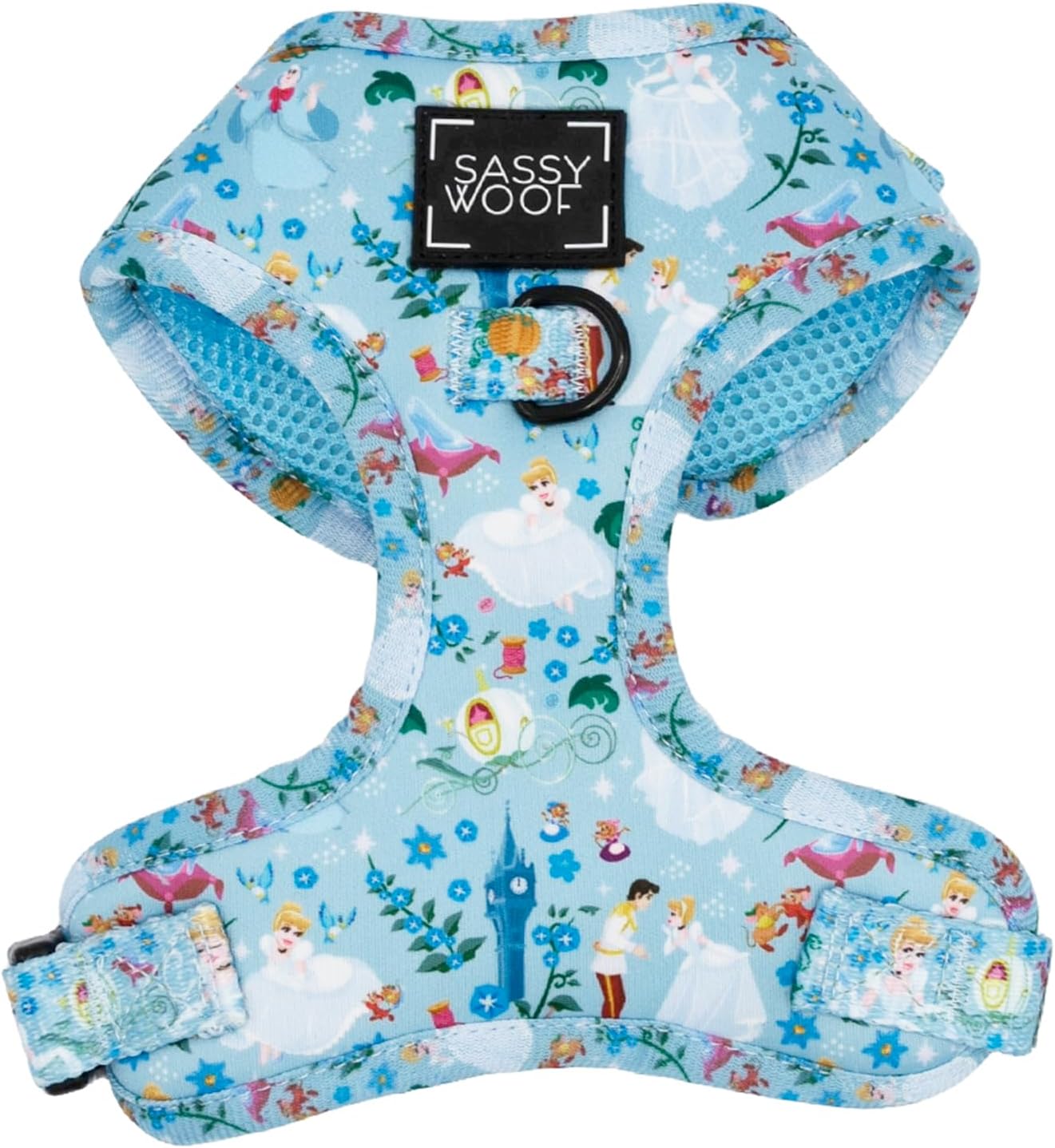 Sassy Woof Dog Adjustable Harness - Disney Princess Cinderella - S, Breathable Mesh, No Pull Design with Two D-Rings, Perfect for Small Dogs and Puppies - Officially Licensed