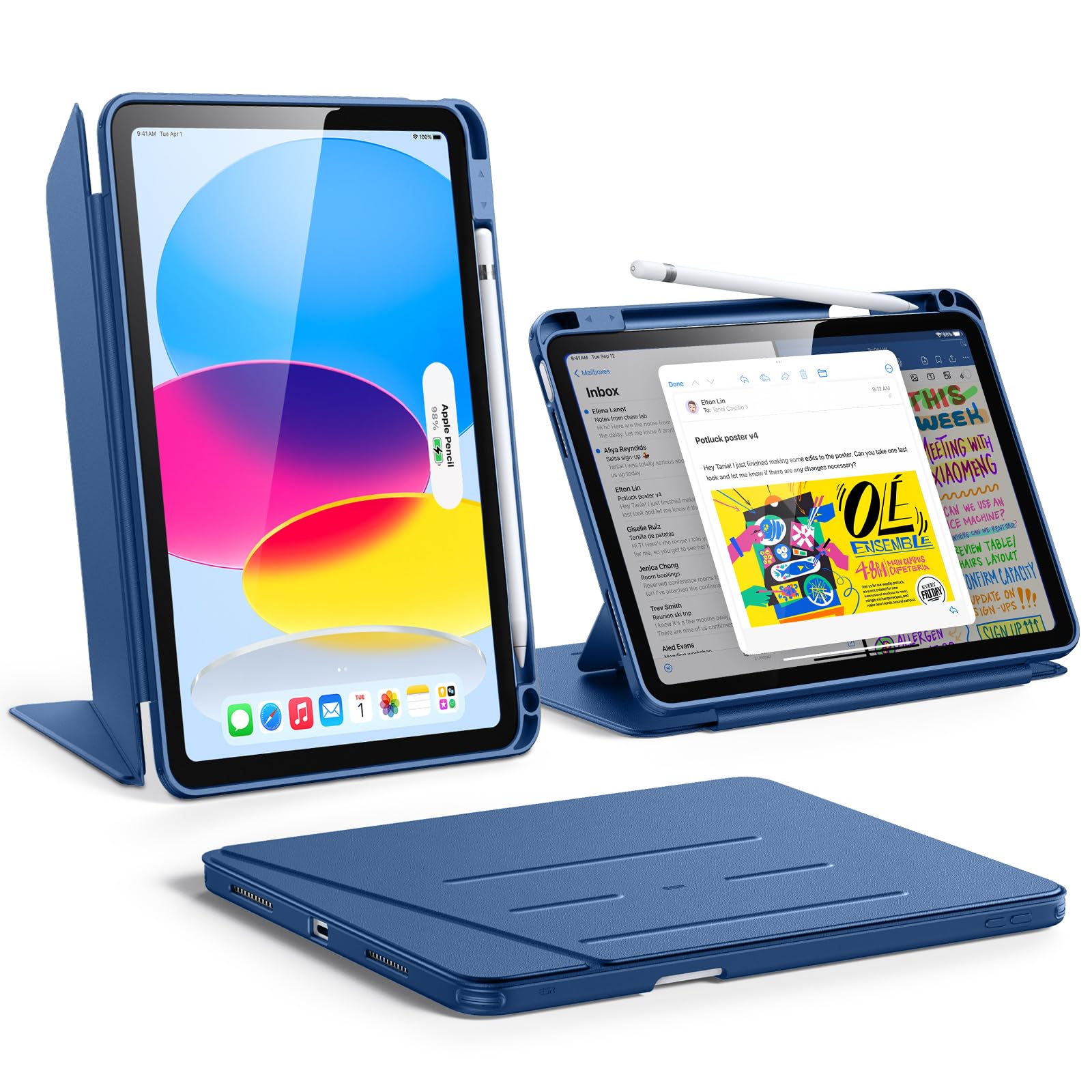 【美品】Apple iPad 第10世代 ブルー ESRケース付き　64GB ESR iPad 11インチ A16(2025) 第10世代 ケース (2022)対応