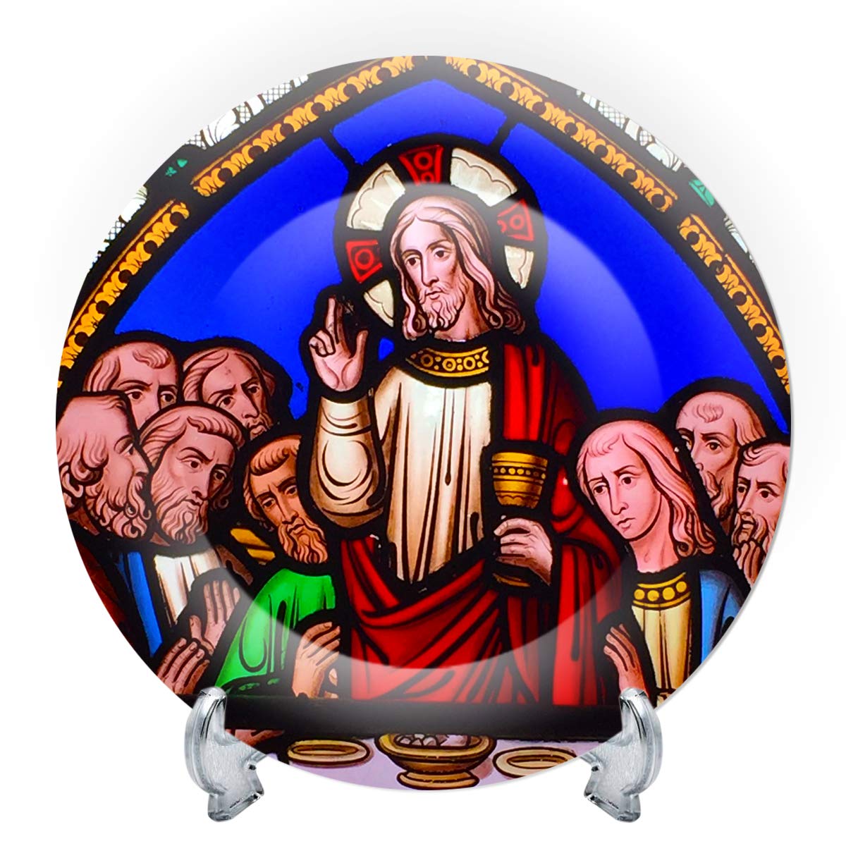 Ggsolution Rare Handcrafted 3D Ceramic Designer Decorative Plate with Stand Wall Decorative Hanging/Easter Ceramic Decor Printed Plate with Hook for Home; Living Room; Multicolour