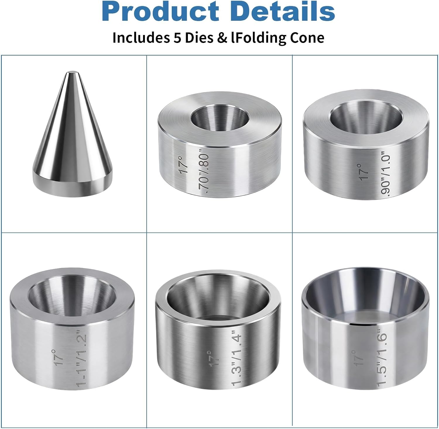 17 Degree Folding Die Set 5 Piece Folding Reduction Dies image 3