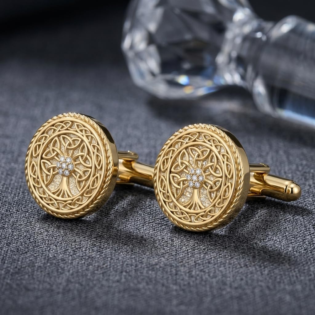 Celtic Knot Cufflinks S925 Sterling Silver Cuff Links Mens Wedding Father's Day Jewelry Gifts for Men Women