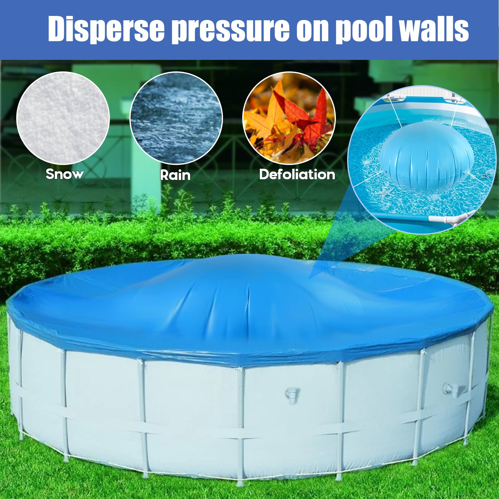 Coussin Piscine Hivernage Rectangle 8×4ft, Coussin Gonflable Piscine Hivernage, Ballon Hivernage Piscine Hors Sol Hiver, Flotteur Hivernage Piscine, Accessoires Spa Oreiller De Piscine (3 Pièces