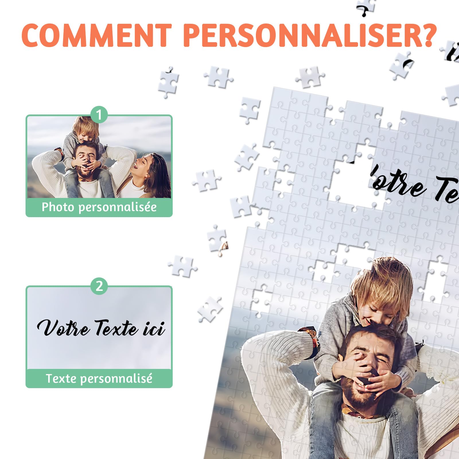Puzzle Personnalisé Photo Texte 120/200/300/500/1000 Pièces, Personnalisable Avec Votre Image, Cadeau Pour Couple, Famille, Amis, Amoureux Des Animaux De Compagnie