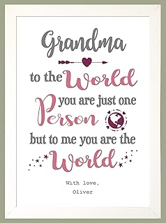 Personalised Gift Keepsake - To THE WORLD You Are Just One Person but to me you are the World PLUM A4 Print Sold as PRINT ONLY or FRAMED CHOICES