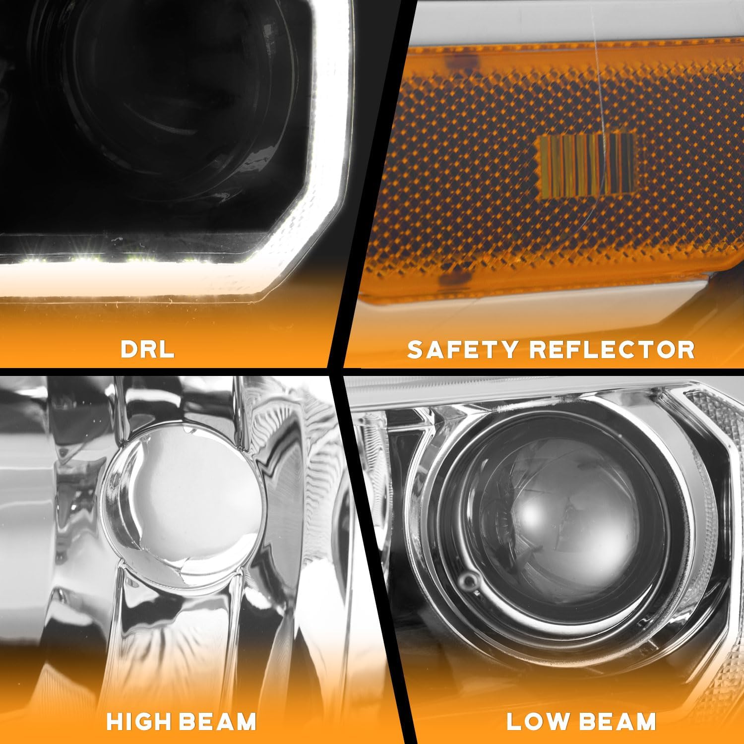 WEELMOTO Fits Factory DRL Headlights for 2016-2022 Toyota Tacoma TRD/Limited, Headlight Compatible with 2016 2017 2018 2019 2020 2021 2022 Tacoma Replacement Chrome Housing