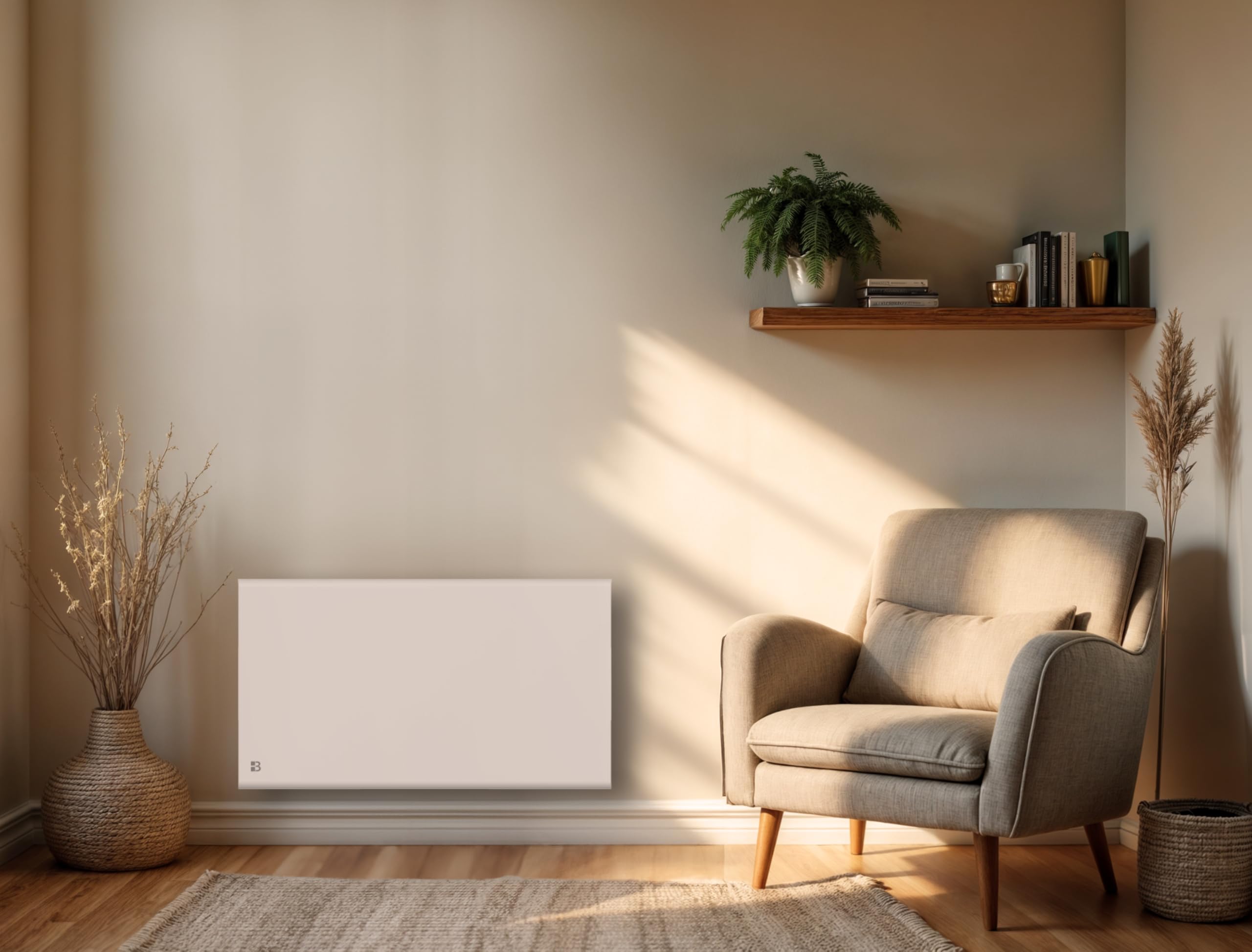 BESTHERM - Ceramiczny grzejnik elektryczny z suchą bezwładnością + folia pozioma 1500 W Bestherm FREYA biała