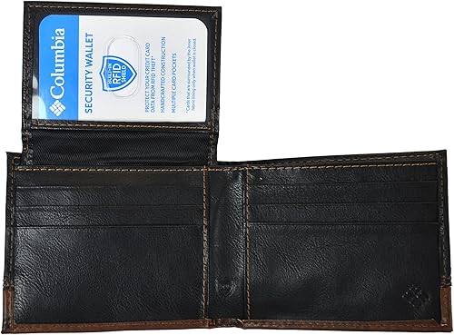 Miniatura 4 de Columbia Cartera de piel para hombre 31CP220011 con bloqueo RFID de dos tonos doble escudo integrado negromarrón