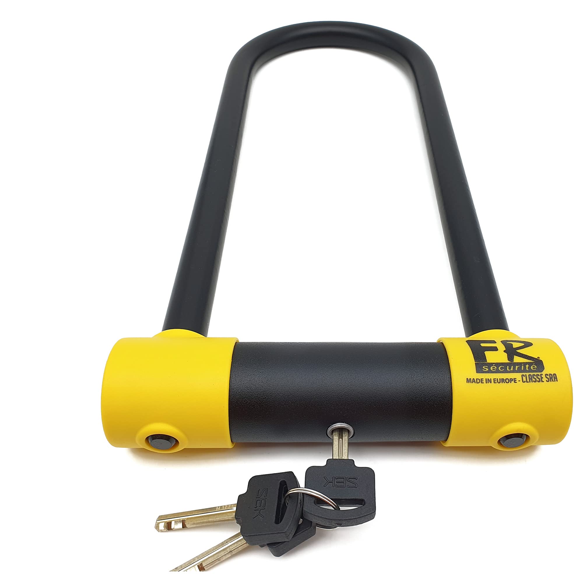 FR SÉCURITÉ FR120L Antivol Moto Homologué SRA, Haute Sécurité, U Ø18 en Acier Cémenté, Double Verrouillage avec Serrure Anti-Crochetage, Antivol Vélo U Robuste, Scooter et Vélo Électrique 120x310mm