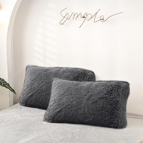 MorroMorn Fundas de almohada decorativas, paquete de 2 fundas de almohada de piel sintética tamaño estándar, fundas de almohada de lujo con cierre