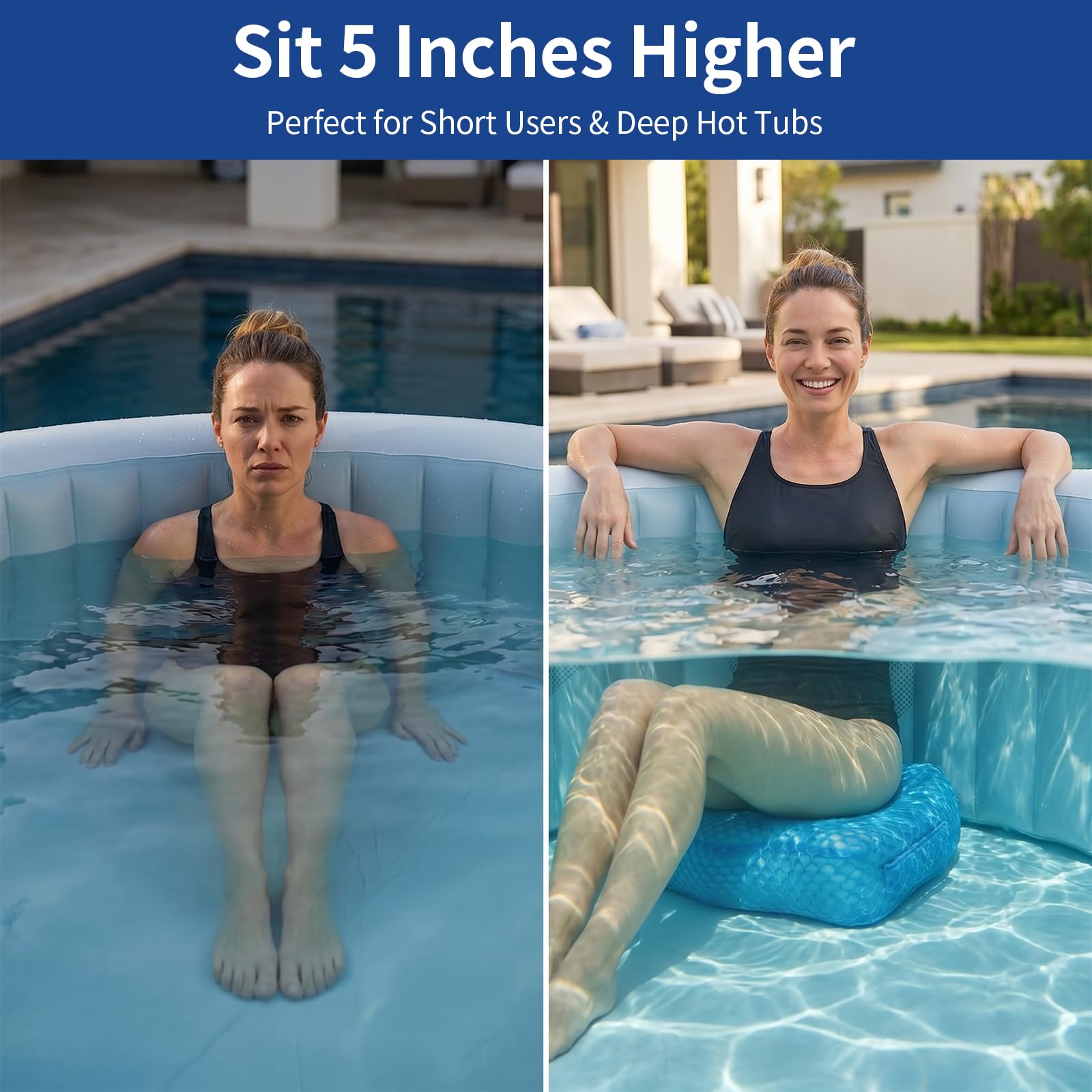 Booster Saet, obciążona poduszka do siedzenia SPA dla dorosłych, akcesoria do siedzenia 3D Air Mesh z antypoślizgowym dnem w mikrokropki, do wewnątrz lub na zewnątrz, szybkoschnąca poduszka do jacuzzi