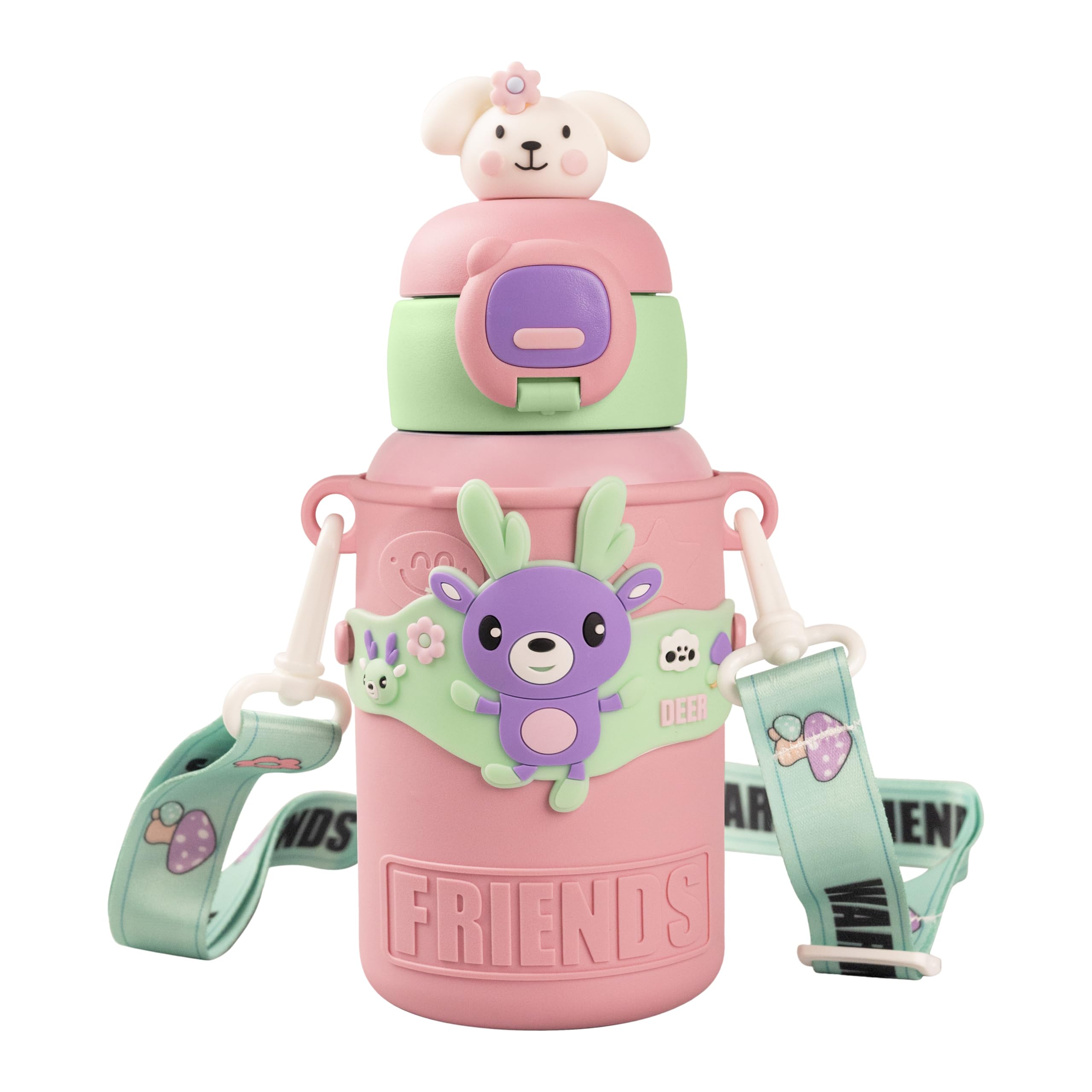 Kids Water Bottle - Water Bottle for School - Sipper Water Bottle for Kids - Waterbottle for Girls and Boys, Stainless Steel 316, Spill-Proof, BPA-Free, Perfect for School and Play, Pink