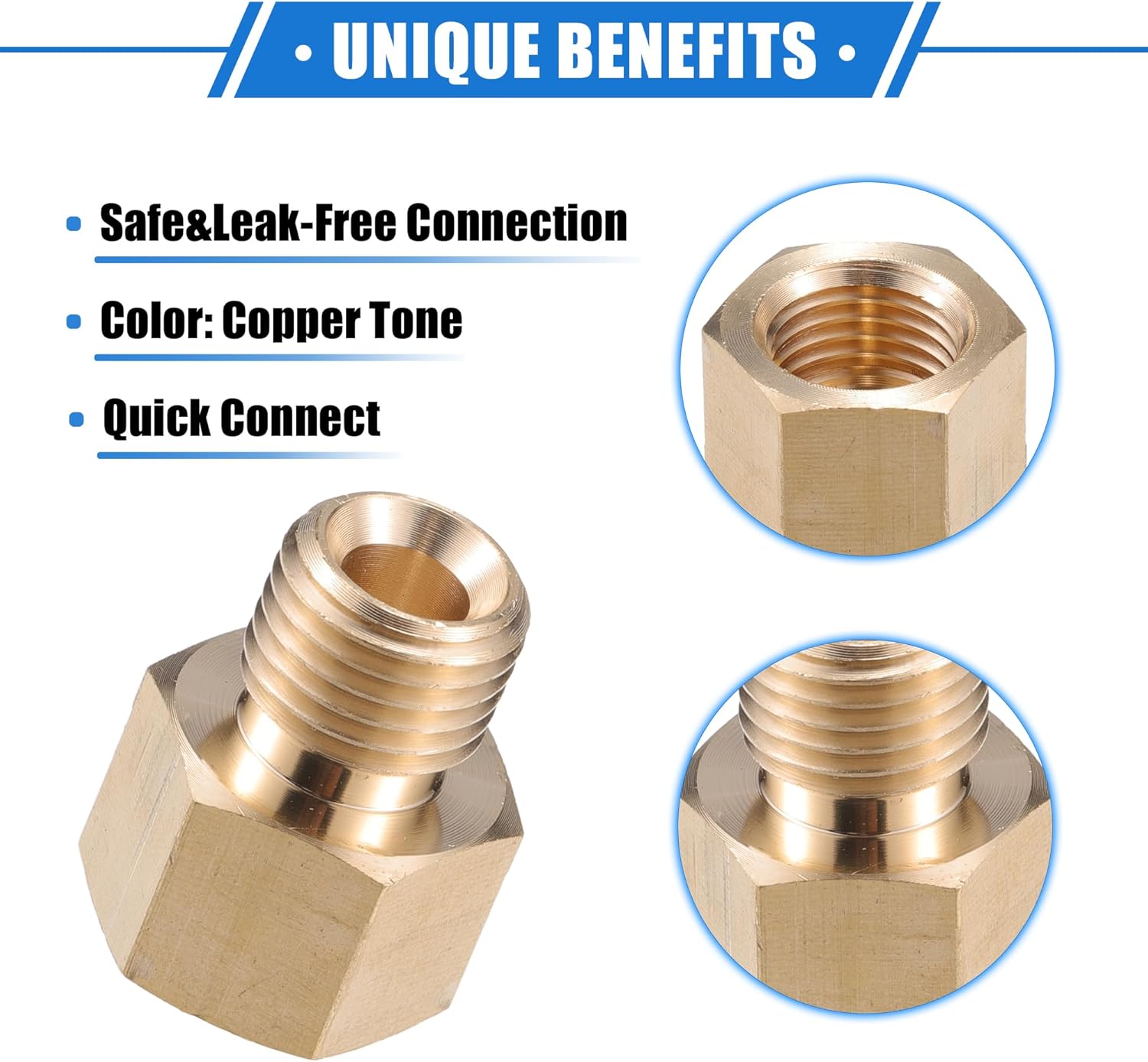 Pressure Washer Connector, M14x1.5 to M14x1.5 Male and Female Adapter Brass Screw Hose Connector Universal for Pressure Washer Quick Connect Brass Copper Tone 1pc