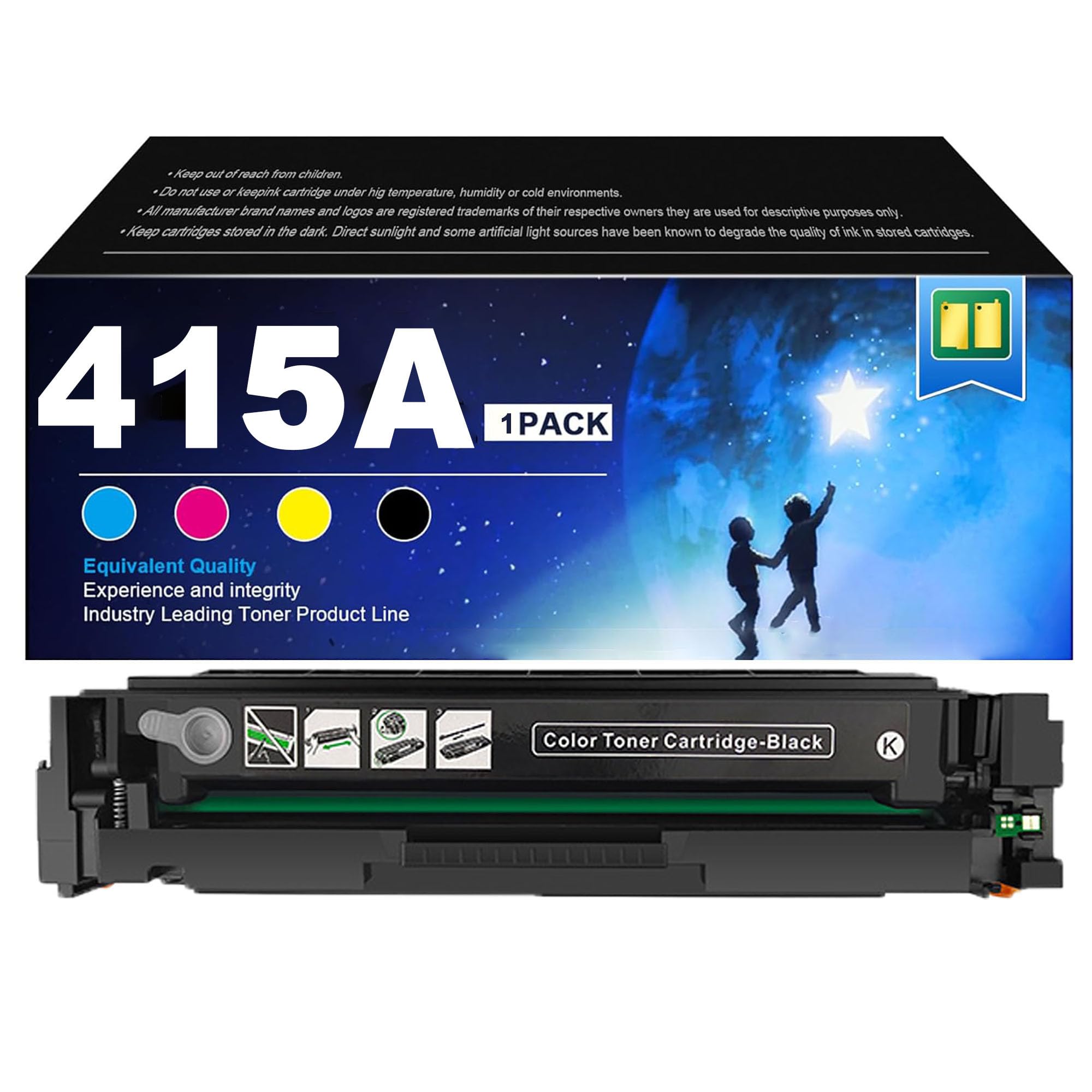 Cartuccia toner compatibile 415A W2030A W2031A W2032A W2033A (con chip) di ricambio stampanti per HP Color Laserjet Pro M454DN M454DW MFP M479DW M479FDN M479FDW,Black-1 pack