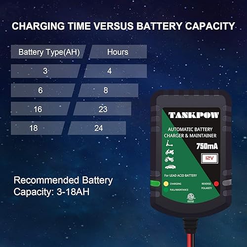 Miniatura 6 de Cargador de batería de 750 mA, cargador de batería de coche de 12 V, cargador de flotador, cargador de goteo y mantenedor de batería para