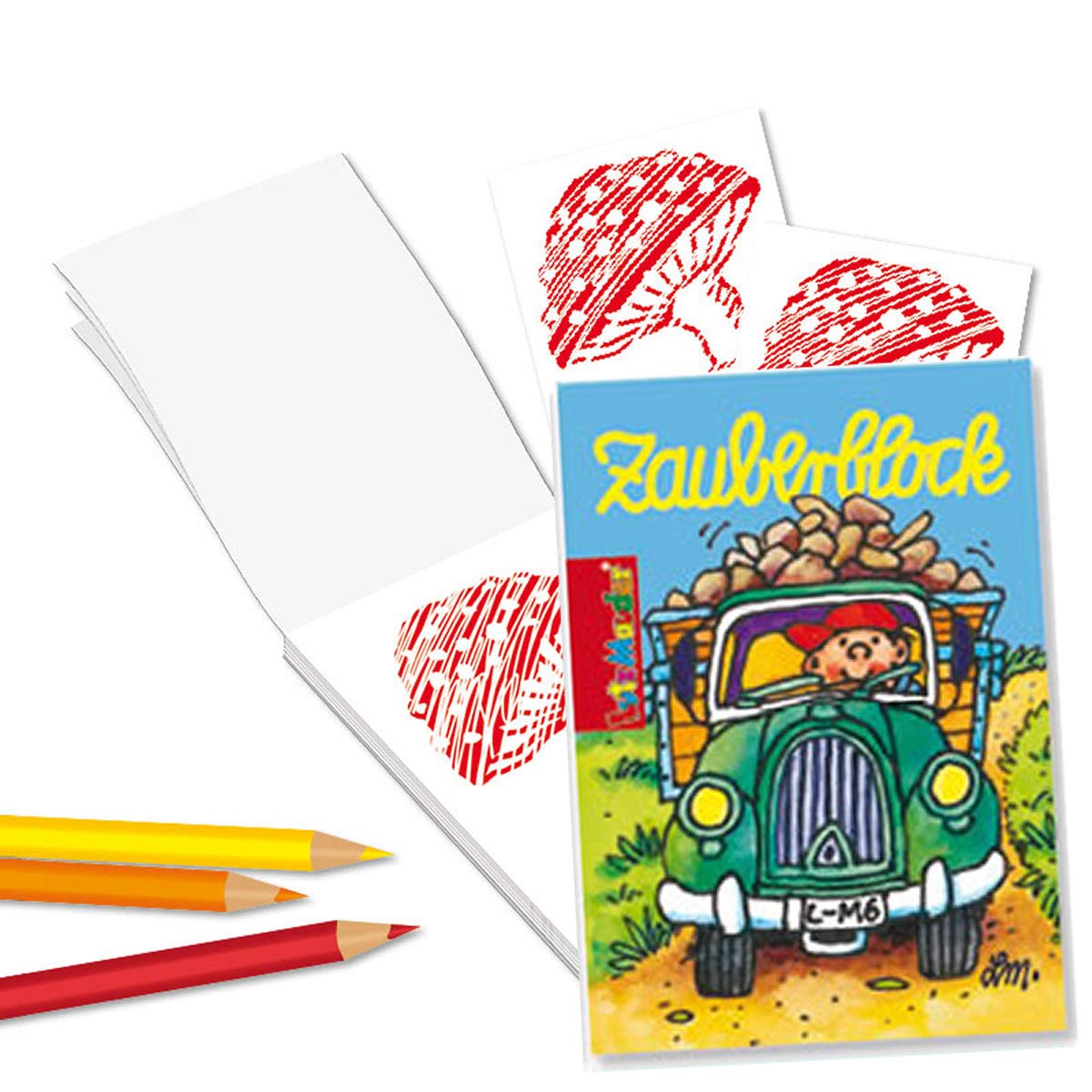 Zauberblöckchen-Set Für Jungen – 8 Stück, DIN A8, Mit 4 Buntstiften | Motive: Space, Dino, Fahrzeuge, Meerestiere, Als Mitgebsel Für Kindergeburtstage