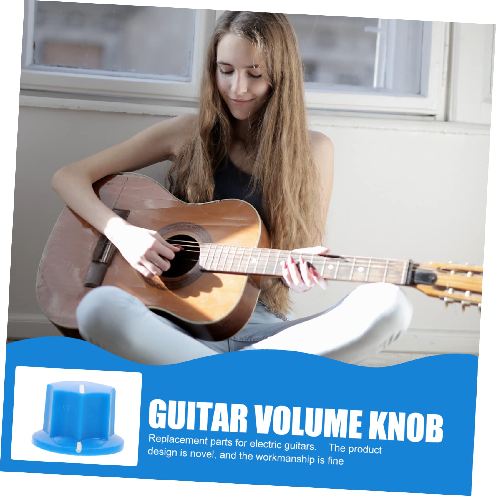 ibasenice 4zestawy Dużych Pokręteł Potencjometru Kolorze Niebieskim z Płaskim Śrubokrętem Elementy Zamienne Do Gitar Elektrycznych i Sprzętu Audio Do Regulacji Głośności i Tonacji