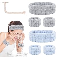 Vista 20 de Juego de lavado facial – diadema, pulseras con soporte, toallas de muñeca de spa absorbentes de microfibra