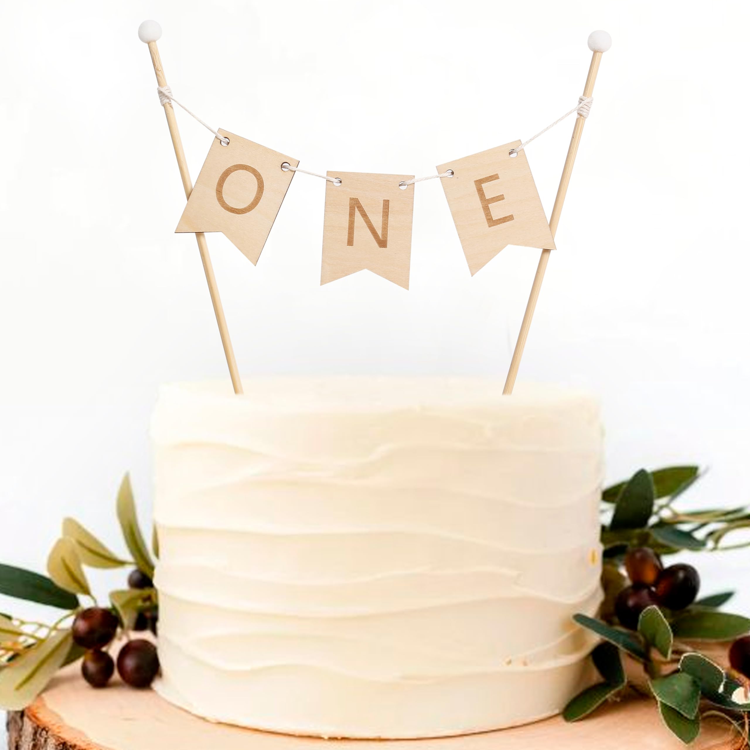 View 1 of 1ST BIRTHDAY CAKE TOPPER - Wooden First Birthday Cake Topper, First Birthday Party Decorations,Photo Props (Natural wood color)