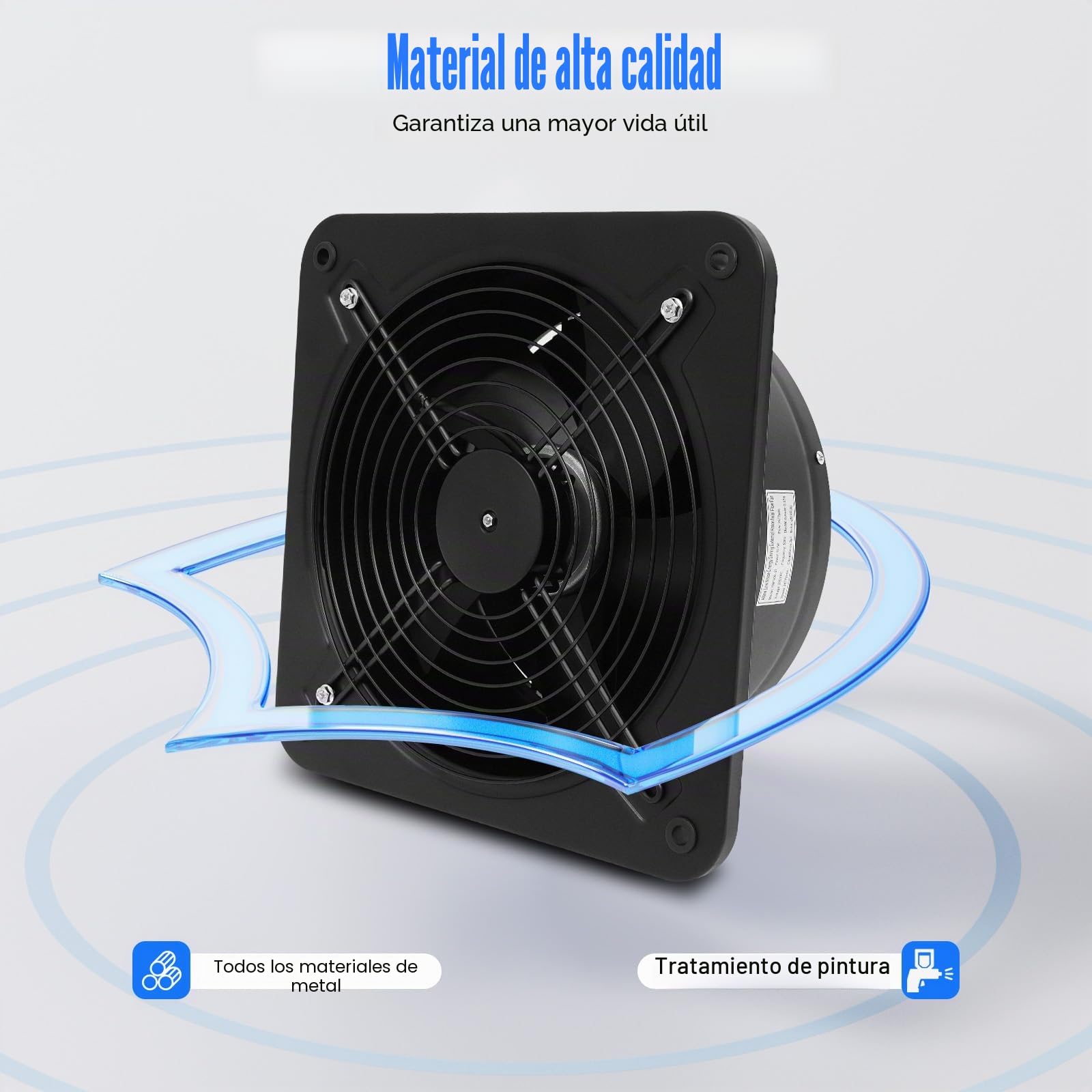 Ventilador extractor de 300 mm, 2677 m³/h, ventilador de pared, ventilador de baño con tapa de retorno, para cocina, baño, sótano, garaje