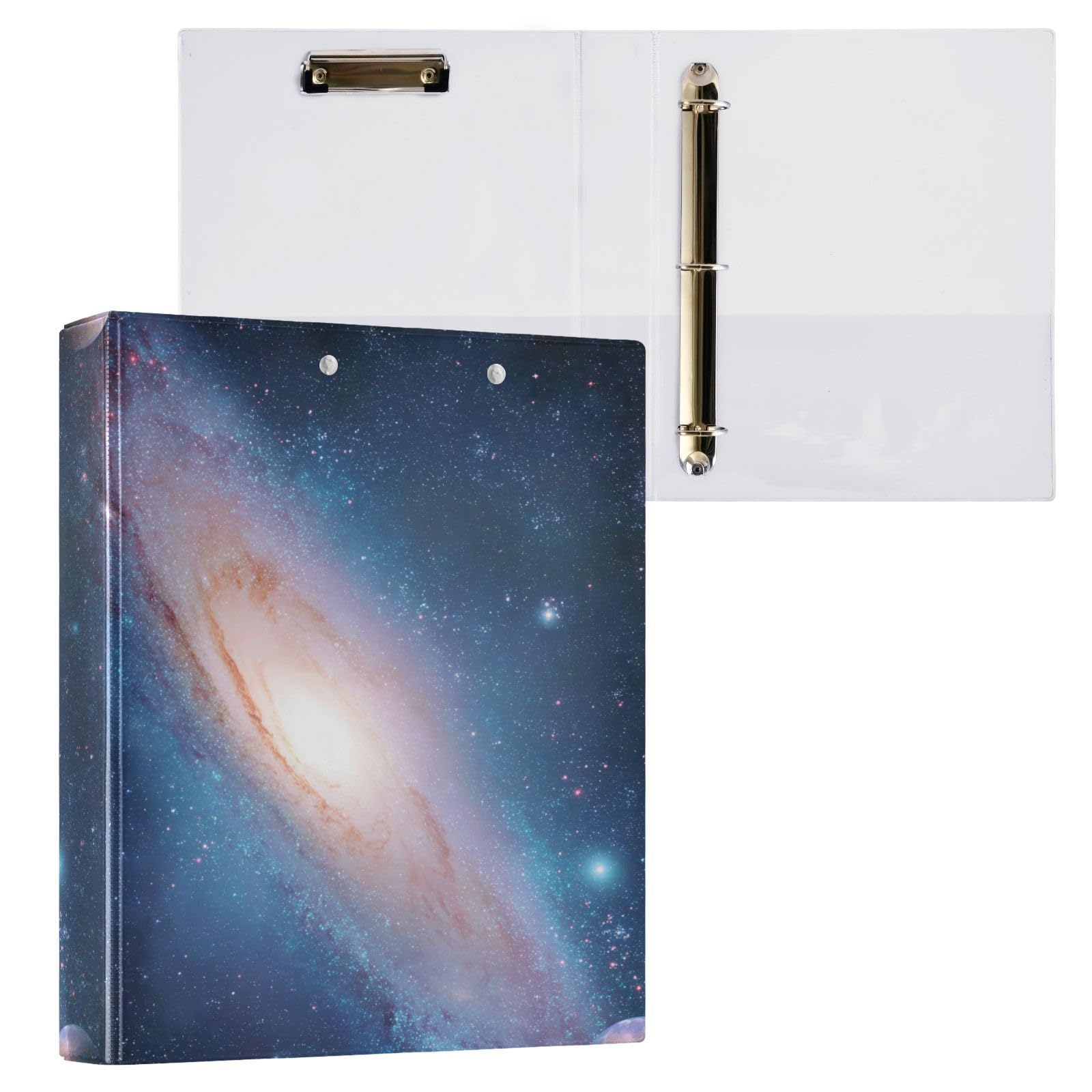 ALAZA 3 Ring Binder Outer Space Solar System Planet Galaxy Clipboard Round Ring Binder Holds 1.5 Inch Three Rings Binder Heavy Duty Binders for School