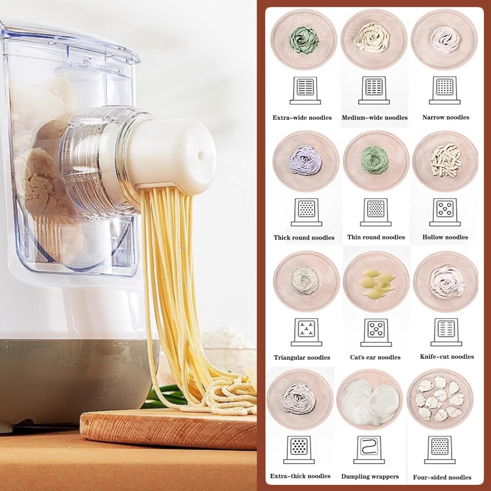 Macchina Automatica Per Pasta Elettrica, 260w Per Spaghetti E Noodles Freschi Fatti In Casa In 10 Minuti, Multifunzionale Con Estrusore Multi-forma E Sfogliatrice Per Impasto Per Pasta Ripiena E Macch