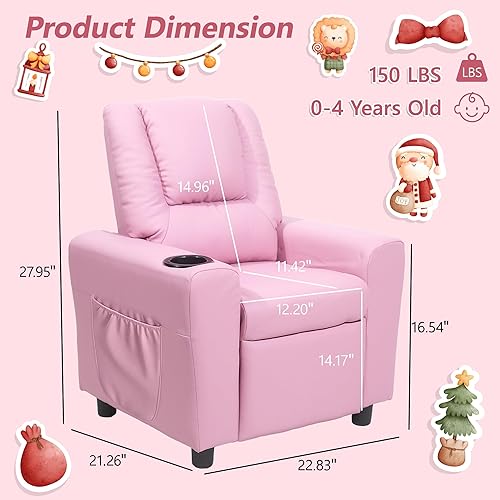 Miniatura 3 de Silla Reclinable Infantil con Portavasos, Sillones Reclinables para Niños de 0 a 5 años con Bolsillos Laterales y Reposapiés Antideslizante, Sillas