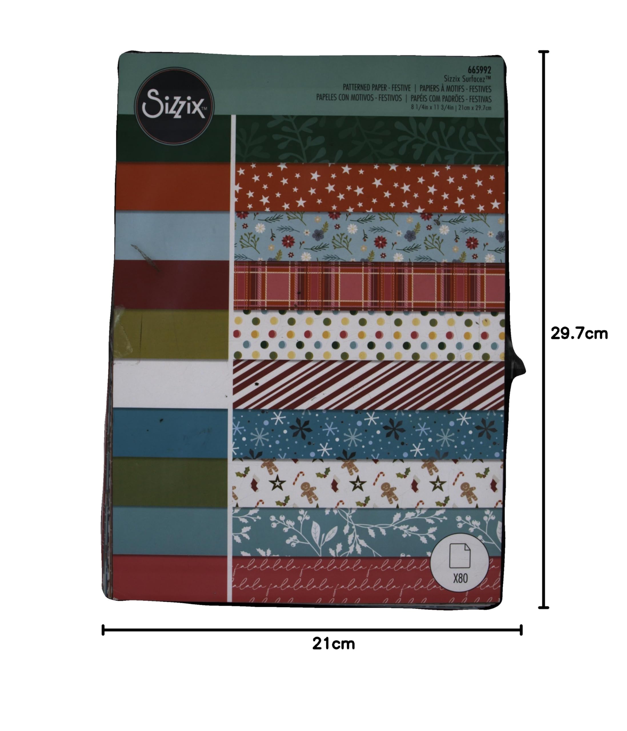 Amazon.co.jp: Sizzix Surfacez 柄紙 A4 フェスティブ 80PK | 665992