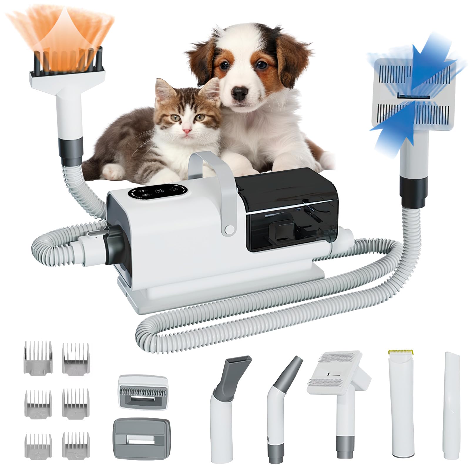Aspirapolvere per cani toelettatura 8 in 1, aspirapolvere per peli di cane