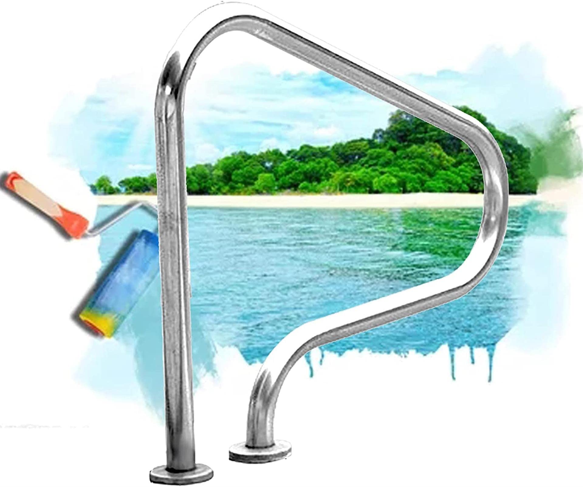 Main courante de piscine inox contre les glissades sur sol mouillé