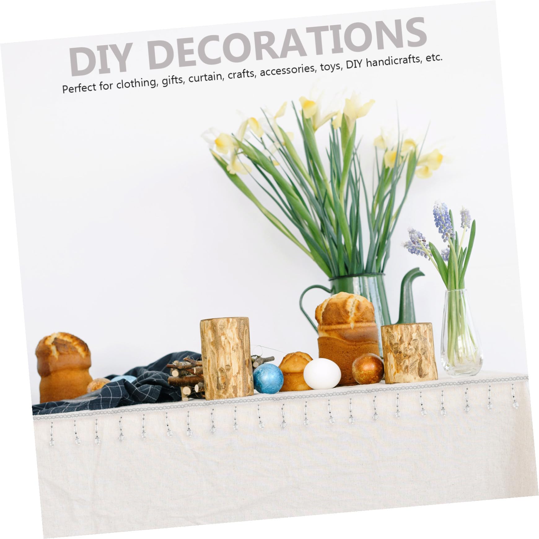Holibanna Frange Perlée Décorative pour Rideaux et Coussins Bordure Délicate avec Glands Garniture DIY pour Décoration Maison et Meubles Blanc