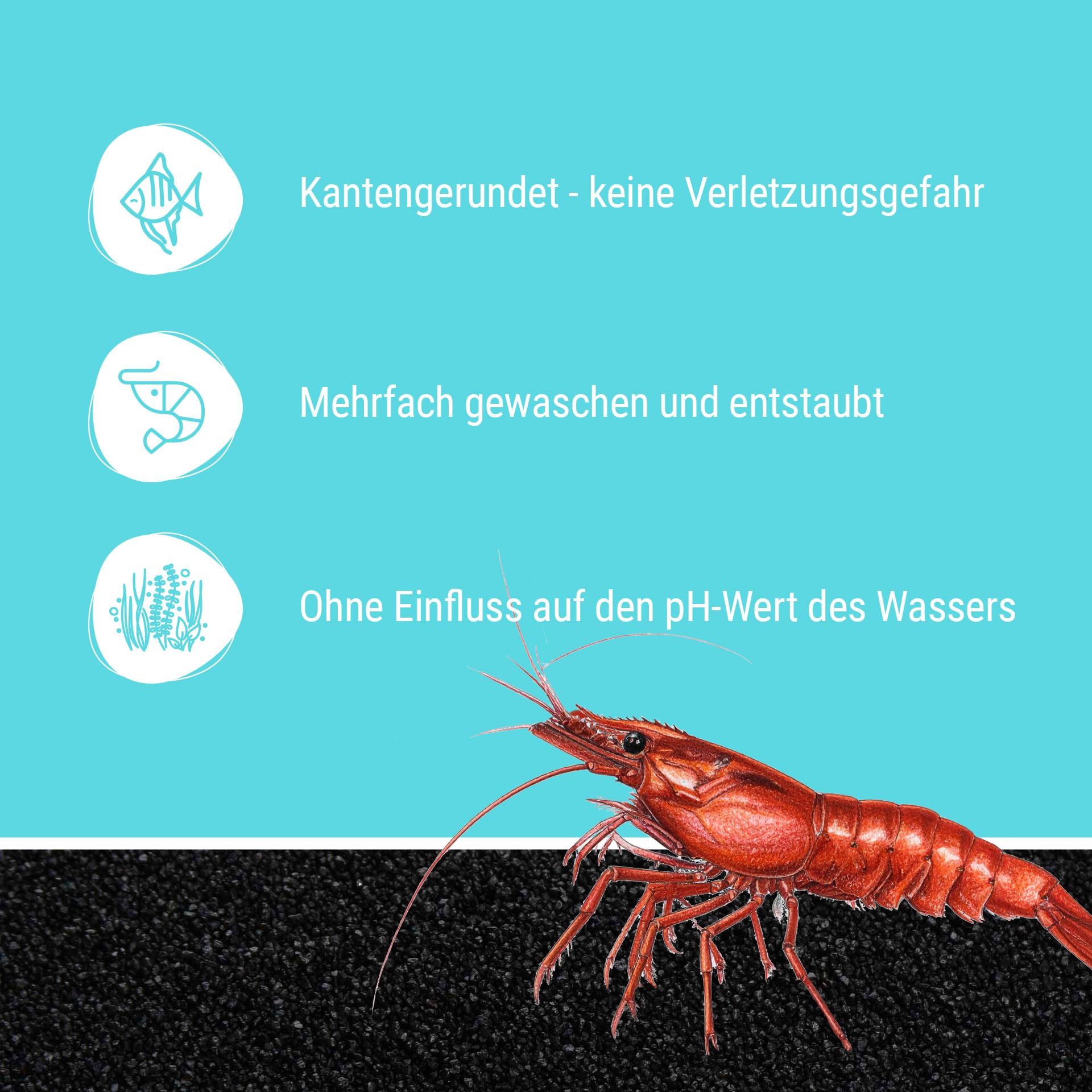 Schicker Mineral Aquariumsand schwarz 10 kg, feiner Aquariumkies mit Epoxidharz ummantelt, kantengerundeter Bodengrund, farbecht, Kies für Süßwasseraquarien & Meerwasseraquarien (0,4-0,8 mm)