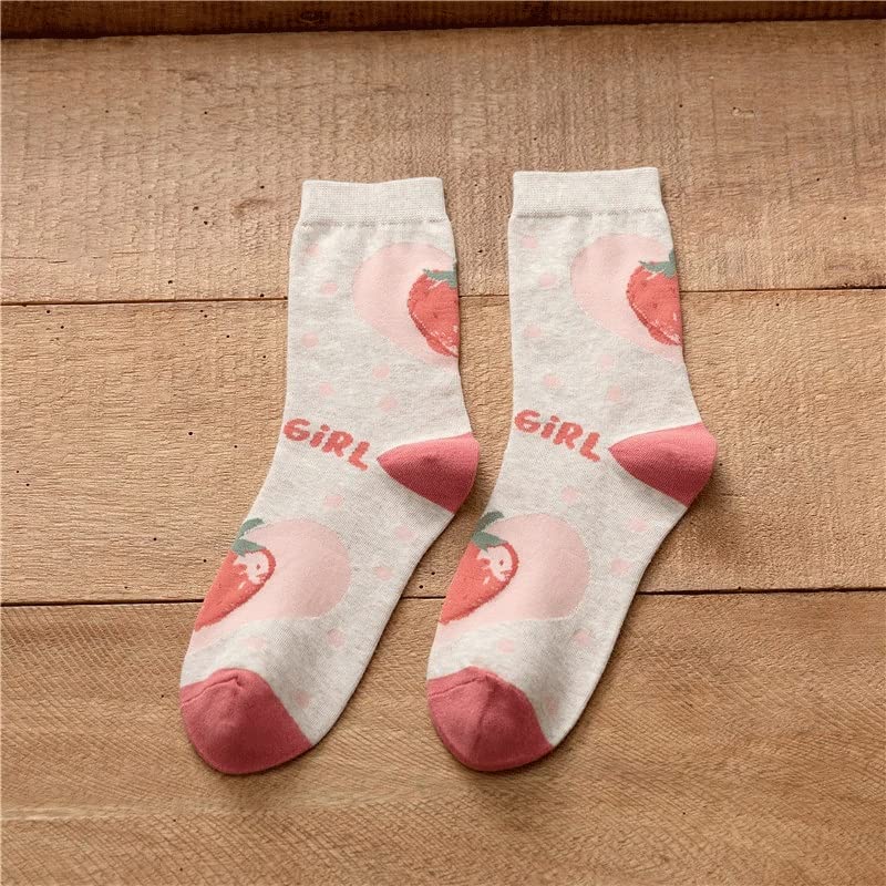 Chaussettes aux Fraises en Coton pour Femmes Style Collégial - 3