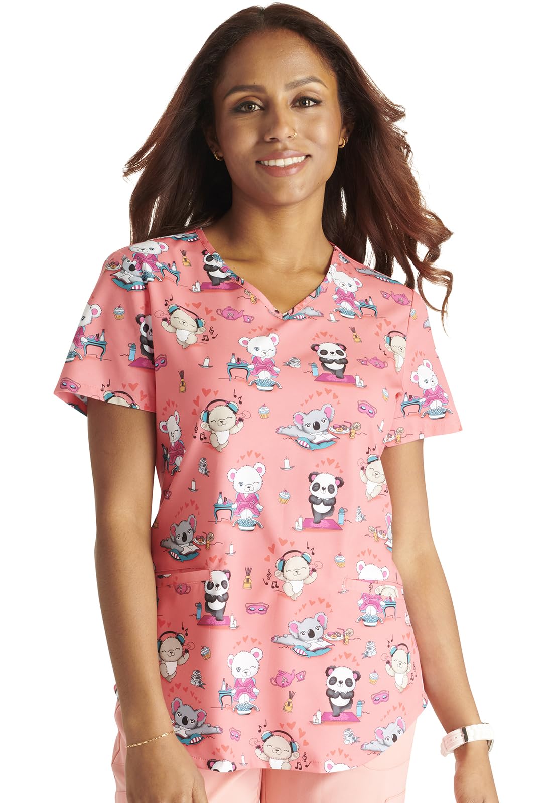 Cherokee Prints Women Scrubs Top V-Neck Print CK637