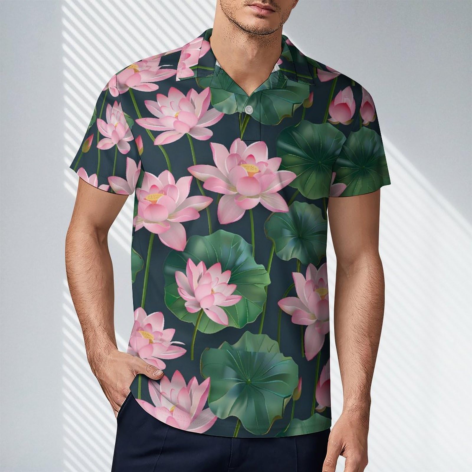 Lotuses Flowers Novelty Men's Short Sleeve Shirts Funny Golf Tennis Work T-Shirt Sport Tee M