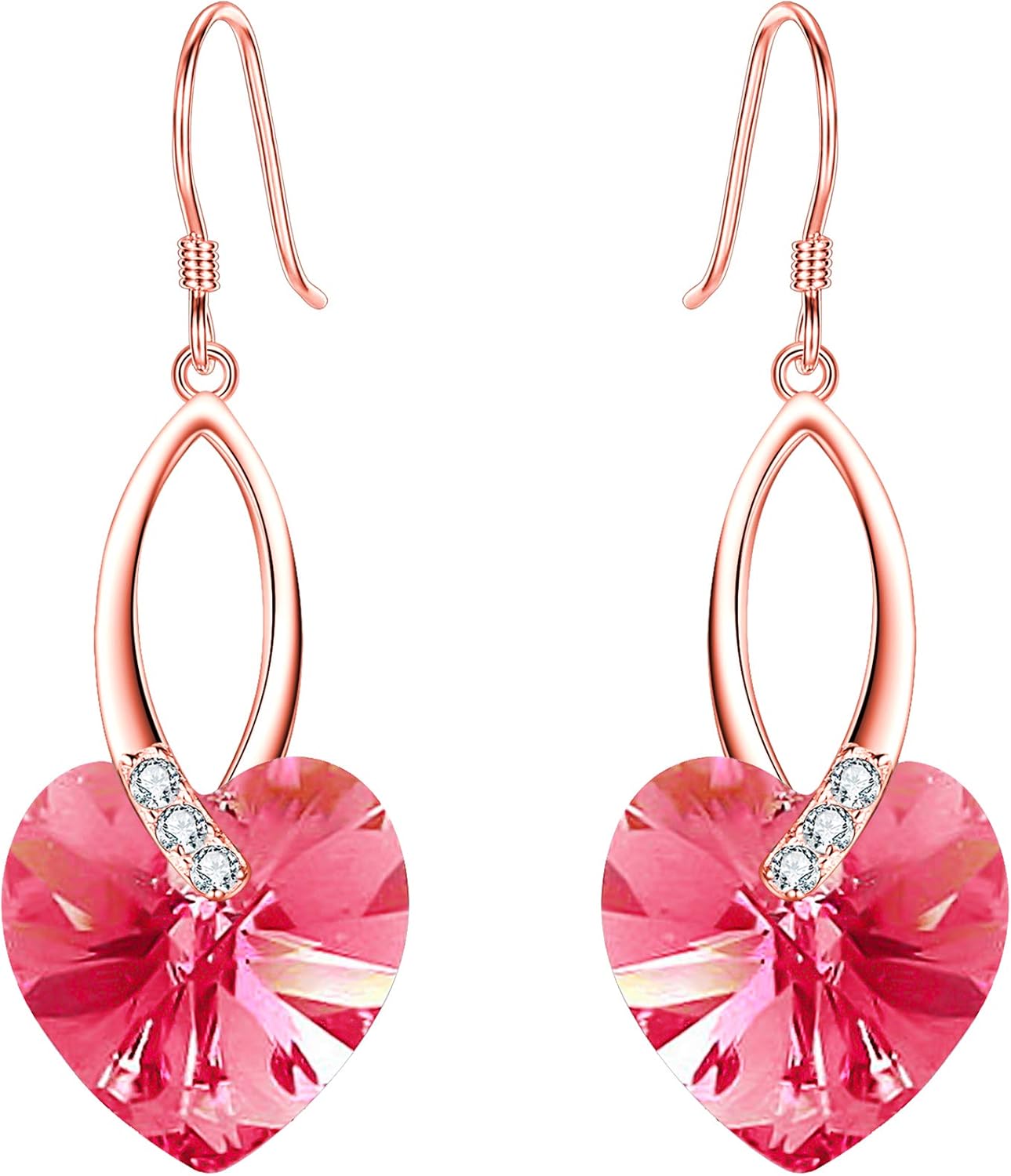 EleQueen 925 Sterling Silver CZ Hoop Dangle Earrings for Women, Austrian Crystals Jewelry Gift