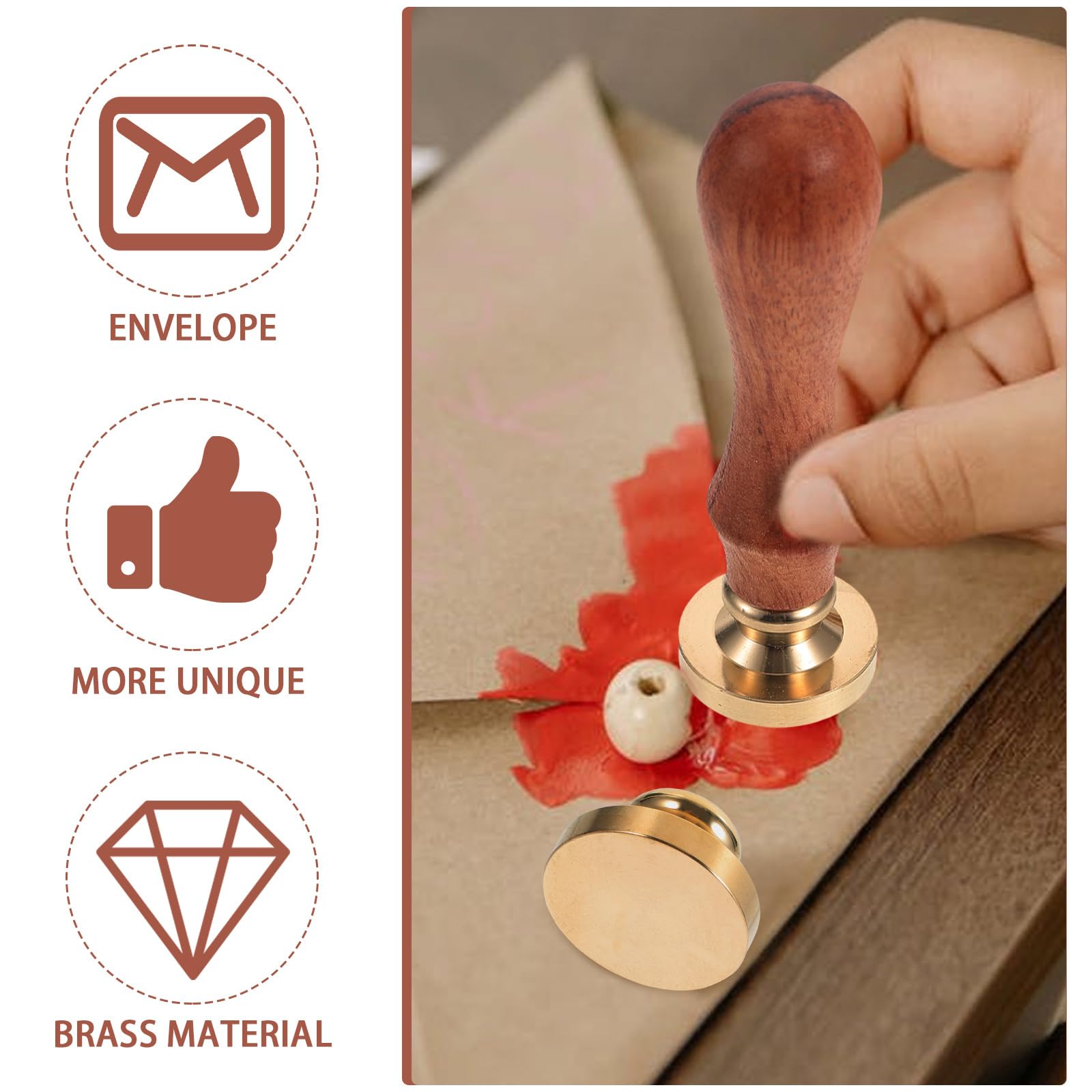 Blank Wax Seal Stamp Head Brass Wax Stamp for Diy Wedding Invitations Envelopes, Gift Packaging, 1Pc, 25Mm - Image 4