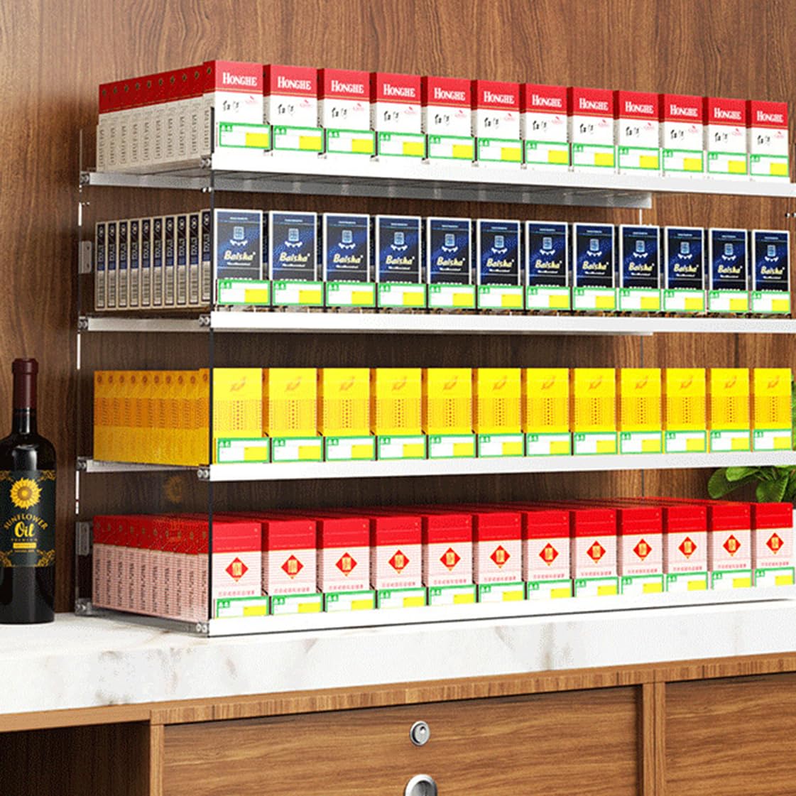 Genérico Expositor de Cigarrillos - Empujador automático de Pared para Venta al por Menor y sobremesa, Organizador de acrílico Duradero para Cigarrillos, Vitrina Ideal para una Mejor presentación en