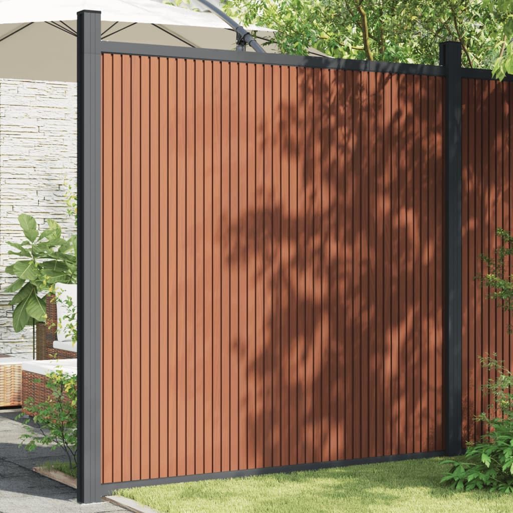 Vallas de jardín de WPC 180 x 186 cm Panel de Valla Jardin, Panel de Valla Elemento de Protección Visual para Terraza y Jardín Marrón